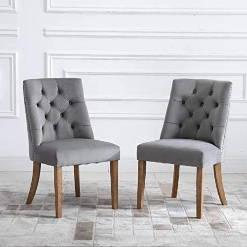 Dolonm Modern Dining Chairs Set Of 2 Upholstered Button Tufted Velvet Dining Chair With Nailhead Trim Accent Wingback Wooden Side Chair For Dining Room Kitchen Bedroom, Blue 10 Dolonm Modern Dining Chairs Set Of 2 Upholstered Button Tufted Velvet Dining Chair With Nailhead Trim Accent Wingback Wooden Side Chair For Dining Room Kitchen Bedroom, Blue - Image 8