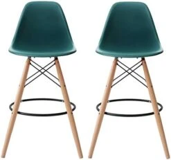 2xhome - Set Of Two (2) -Black- 25" Seat Height Molded Plastic Modern Counter Stools With Backs And Armless Natural Legs Wood Eiffel Legs Dowel-Leg 31 2xhome - Set Of Two (2) -Black- 25" Seat Height Molded Plastic Modern Counter Stools With Backs And Armless Natural Legs Wood Eiffel Legs Dowel-Leg -Home Table Chair Store 41V06je7vaL. AC