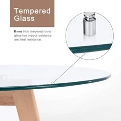 Ivinta Round Glass Dining Table, Modern Leisure Table With Wood Legs For Kitchen Dining Room Living Room, Accent Table Small Tea Table For 2, Space Saving, 31.5 Inch -Home Table Chair Store 41V8fBnOqtL