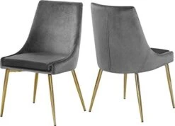 Meridian Furniture Karina Collection Modern | Contemporary Velvet Upholstered Dining Chair With Sturdy Metal Legs, Set Of 2, 19.5" W X 21.5" D X 33.5" H, Navy -Home Table Chair Store 41VAjL6coTL. AC