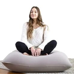 Yogibo Mini Bean Bag, Small Beanbag Chair For Kids, Teens And Adults, Great For Meditation And Sitting, Fibead Filling Conforms To Body, Washable, Removable Cover, Light Grey