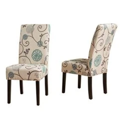 Christopher Knight Home Arabella Fabric Club Chair, White And Blue Floral & Pertica Fabric Dining Chairs, 2-Pcs Set, White And Blue Floral -Home Table Chair Store 41VRcOMVriL