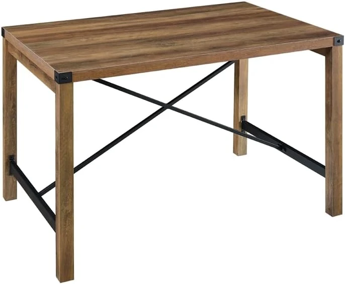 Walker Edison Marcus Modern Farmhouse Trestle Style Metal X Dining Table, 48 Inch, Grey Wash 6 Walker Edison Marcus Modern Farmhouse Trestle Style Metal X Dining Table, 48 Inch, Grey Wash - Image 4