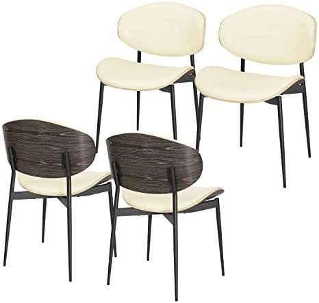 Art Leon Dining Chairs Set Of 4, Walnut Bentwood, Mid Century Modern Chair, Black Faux Leather Kitchen Dining Room Chairs With Metal Legs, Accent Chairs For Bedroom 11 Art Leon Dining Chairs Set Of 4, Walnut Bentwood, Mid Century Modern Chair, Black Faux Leather Kitchen Dining Room Chairs With Metal Legs, Accent Chairs For Bedroom - Image 9