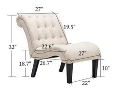 Haobo Home Armless Accent Chair Button Tufted Slipper Chair Side Chair For Dining Room Living Room Bedroom Funiture