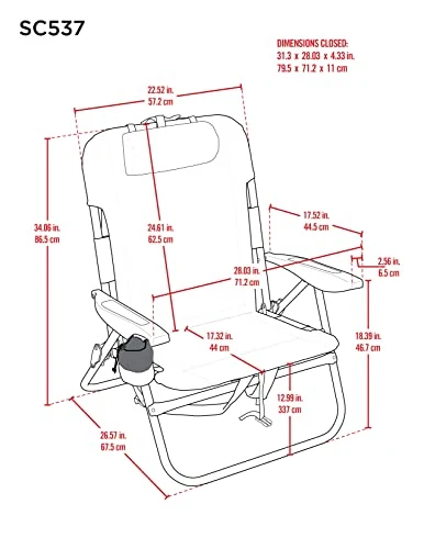 Tommy Bahama Big Boy 4-Position Folding 13" High Seat Backpack Beach Or Camping Chair, Aluminum, Navy 5 Tommy Bahama Big Boy 4-Position Folding 13" High Seat Backpack Beach Or Camping Chair, Aluminum, Navy - Image 3