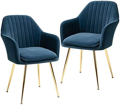 AVAWING Modern Living Dining Room Accent Arm Chairs Set Of 4, Velvet Mid-Century Upholstered Seat Club Guest With Golden Legs, Grey 11 AVAWING Modern Living Dining Room Accent Arm Chairs Set Of 4, Velvet Mid-Century Upholstered Seat Club Guest With Golden Legs, Grey - Image 9