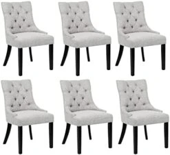 Seasonfall Dining Room Chairs Set Of 6 Button Tufted Parsons Accent Armless Modern 6 Pack HG3294-List HG3294-List -Home Table Chair Store 41W8fd3LvL. AC