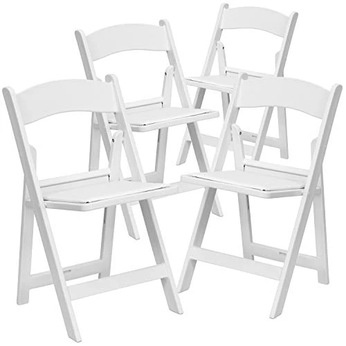 EMMA + OLIVER Set Of 4 White 1000 Lb Weight Capacity Indoor/Outdoor Resin Folding Chairs 5 EMMA + OLIVER Set Of 4 White 1000 Lb Weight Capacity Indoor/Outdoor Resin Folding Chairs - Image 3