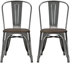 DHP Fusion Metal Wood Seat, Silver, Set Of 2, Dining Chair 23 DHP Fusion Metal Wood Seat, Silver, Set Of 2, Dining Chair -Home Table Chair Store 41WJ7ud JxL. AC