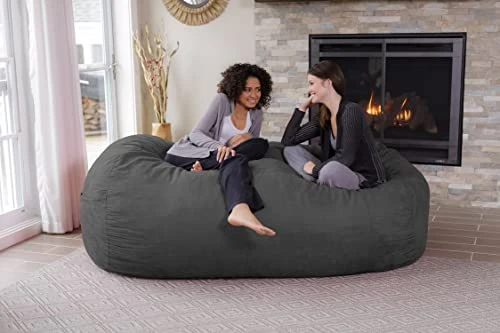 Chill Sack Memory Foam Bean Bag Lounger, 7.5-Feet, Charcoal 4 Chill Sack Memory Foam Bean Bag Lounger, 7.5-Feet, Charcoal - Image 2