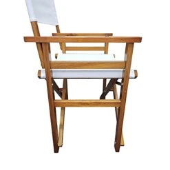 WEI WEI GLOBAL Set Of 2 19” Folding Director Chairs, Classic Height, Natural Hardwood Frame With White Canvas -Home Table Chair Store 41WV5wyZRjS
