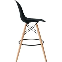 2xhome - Set Of Two (2) -Black- 25" Seat Height Molded Plastic Modern Counter Stools With Backs And Armless Natural Legs Wood Eiffel Legs Dowel-Leg 23 2xhome - Set Of Two (2) -Black- 25" Seat Height Molded Plastic Modern Counter Stools With Backs And Armless Natural Legs Wood Eiffel Legs Dowel-Leg -Home Table Chair Store 41WWfP7vAfL