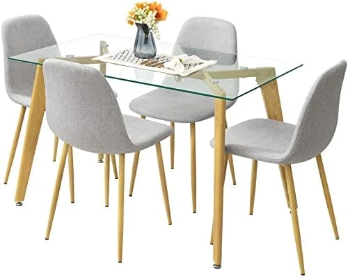 Bacyion 47" Dining Table Set For 4-5 Piece Kitchen Table And Chair, Rectangle Tempered Glass Table With 4 Faux Leather Side Chairs, Modern Dining Room Table Set For Dining Room, Kitchen, Deep Grey 13 Bacyion 47" Dining Table Set For 4-5 Piece Kitchen Table And Chair, Rectangle Tempered Glass Table With 4 Faux Leather Side Chairs, Modern Dining Room Table Set For Dining Room, Kitchen, Deep Grey - Image 11
