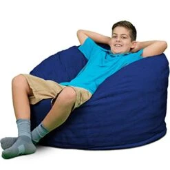 ULTIMATE SACK 3000 (3 Ft.) Bean Bag Chair: Giant Foam-Filled Furniture - Machine Washable Covers, Durable Inner Liner, 100% Virgin Foam. Comfy Bean Bag Chair. (Electric Blue, Suede)