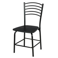 Giantex Kitchen Table And Chairs For 4, 5 Pieces Dining Table Set W/Metal Frame, Rectangular Dinner Table W/Four Chairs, Dinette Set For Dining Room, Breakfast Nook, Apartment, Kitchen (Black) -Home Table Chair Store 41WyJULSZJL