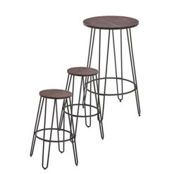 NOBPEINT 3 Piece Bar Table Set 2 Stools Bistro Pub Kitchen Dining Furniture, Rustic Brown 10 NOBPEINT 3 Piece Bar Table Set 2 Stools Bistro Pub Kitchen Dining Furniture, Rustic Brown -Home Table Chair Store 41XHBCAayzL
