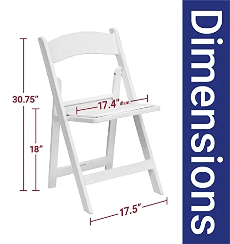 TentandTable White Resin Stackable Folding Chairs | 2 Pack | Heavy Duty | 300-Pound Capacity | For Banquets, Weddings, And Events 4 TentandTable White Resin Stackable Folding Chairs | 2 Pack | Heavy Duty | 300-Pound Capacity | For Banquets, Weddings, And Events - Image 2