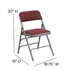 EMMA + OLIVER 2 Pack Curved Triple Braced Burgundy Patterned Fabric Metal Folding Chair 12 EMMA + OLIVER 2 Pack Curved Triple Braced Burgundy Patterned Fabric Metal Folding Chair -Home Table Chair Store 41XL72RyRWS
