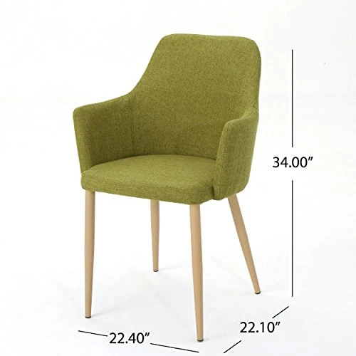 Christopher Knight Home Zeila Mid-Century Modern Fabric Dining Chair With Wood Finished Metal Legs, 2-Pcs Set, Green / Light Brown 5 Christopher Knight Home Zeila Mid-Century Modern Fabric Dining Chair With Wood Finished Metal Legs, 2-Pcs Set, Green / Light Brown - Image 3