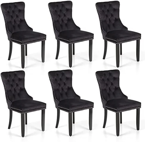 MAISON ARTS Velvet Tufted Dining Chairs Set Of 4, Upholstered Dining Room Chairs With Ring Pull Trim & Button Back Modern Dinner Chairs With Solid Wood Legs For Kitchen Dining Room (Black,4pcs) 14 MAISON ARTS Velvet Tufted Dining Chairs Set Of 4, Upholstered Dining Room Chairs With Ring Pull Trim & Button Back Modern Dinner Chairs With Solid Wood Legs For Kitchen Dining Room (Black,4pcs) - Image 12
