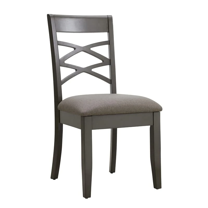 Leick Home 10184-GSMH Wood Double Cross Back Dining Chair, Set Of 2, Graystone With Moss Heather Seat 3 Leick Home 10184-GSMH Wood Double Cross Back Dining Chair, Set Of 2, Graystone With Moss Heather Seat