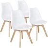 Topeakmart Dining Chairs DSW Chair Shell Armless Chairs With Beech Wood Legs And Soft Padded Mid Century Modern Side Chair Dining Room Living Room Bedroom Kitchen Chairs White, Set Of 4 1 Topeakmart Dining Chairs DSW Chair Shell Armless Chairs With Beech Wood Legs And Soft Padded Mid Century Modern Side Chair Dining Room Living Room Bedroom Kitchen Chairs White, Set Of 4 -Home Table Chair Store 41XkrbVg7gL