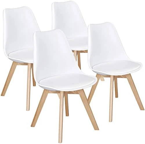 Topeakmart Dining Chairs DSW Chair Shell Armless Chairs With Beech Wood Legs And Soft Padded Mid Century Modern Side Chair Dining Room Living Room Bedroom Kitchen Chairs White, Set Of 4 10 Topeakmart Dining Chairs DSW Chair Shell Armless Chairs With Beech Wood Legs And Soft Padded Mid Century Modern Side Chair Dining Room Living Room Bedroom Kitchen Chairs White, Set Of 4 - Image 8
