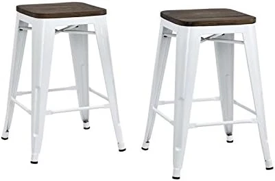 DHP Fusion Metal Wood Seat, Silver, Set Of 2, Dining Chair 13 DHP Fusion Metal Wood Seat, Silver, Set Of 2, Dining Chair - Image 11