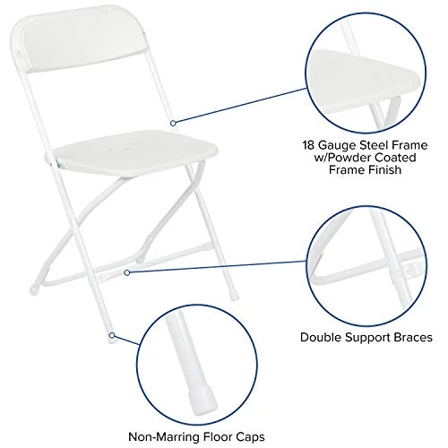 Flash Furniture Hercules Series Plastic Folding Chair - White - 10 Pack 650LB Weight Capacity Comfortable Event Chair-Lightweight Folding Chair 5 Flash Furniture Hercules Series Plastic Folding Chair - White - 10 Pack 650LB Weight Capacity Comfortable Event Chair-Lightweight Folding Chair - Image 3