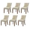UDAX Upholstered Dining Chairs With Arms, Set Of 6, Dining Room Chairs With Solid Wood Legs And Tufted Backrest(Linen+Beige) -Home Table Chair Store 41YGSaJ7v4L