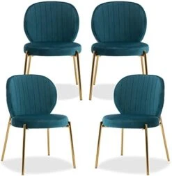 DAGONHIL Velvet Dining Chair,Upholstered Vanity Chairs With Golden Metal Leg,Set Of 2 (Yellow) 18 DAGONHIL Velvet Dining Chair,Upholstered Vanity Chairs With Golden Metal Leg,Set Of 2 (Yellow) -Home Table Chair Store 41YJOz0JD7L. AC