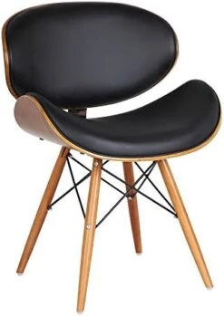 Armen Living Cassie Dining Chair In Black Faux Leather And Walnut Wood Finish -Home Table Chair Store 41YMmkL 22L. AC