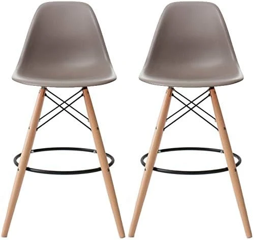 2xhome - Set Of Two (2) -Black- 25" Seat Height Molded Plastic Modern Counter Stools With Backs And Armless Natural Legs Wood Eiffel Legs Dowel-Leg 16 2xhome - Set Of Two (2) -Black- 25" Seat Height Molded Plastic Modern Counter Stools With Backs And Armless Natural Legs Wood Eiffel Legs Dowel-Leg - Image 14