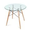 Nidouillet Round Glass Dining Table, Coffee Desk With 4 Beech Wood Legs For Kitchen Living Room AB053 2 Nidouillet Round Glass Dining Table, Coffee Desk With 4 Beech Wood Legs For Kitchen Living Room AB053 -Home Table Chair Store 41YVYJU6MtL