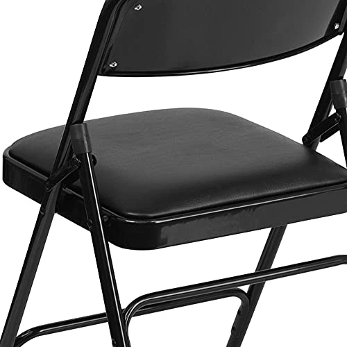 Flash Furniture 4 Pack HERCULES Series Curved Triple Braced & Double Hinged Black Vinyl Metal Folding Chair 5 Flash Furniture 4 Pack HERCULES Series Curved Triple Braced & Double Hinged Black Vinyl Metal Folding Chair - Image 3