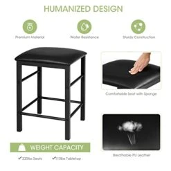 COSTWAY 3 Pieces Dining Table Set, 2 Person Kitchen Breakfast Table And Chair Set Pub Table And Chairs Set, Counter Height Dining Table Set With 2 Bar Stools (Black&Beige) 11 COSTWAY 3 Pieces Dining Table Set, 2 Person Kitchen Breakfast Table And Chair Set Pub Table And Chairs Set, Counter Height Dining Table Set With 2 Bar Stools (Black&Beige) -Home Table Chair Store 41ZC75FwsiL