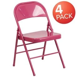 EMMA + OLIVER 4 Pack Colorful Shockingly Fuchsia Metal Folding Chair 15 EMMA + OLIVER 4 Pack Colorful Shockingly Fuchsia Metal Folding Chair -Home Table Chair Store 41ZHJryr4ZL
