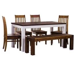 TableChamp Chair Classic Rio Oak Antique White, Set Of 2, Solid Pine Wood Oiled Oil -Home Table Chair Store 41Zut1OlbvL