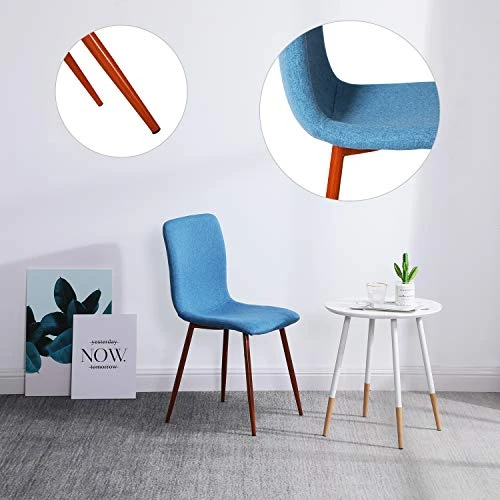 Dining Chairs Set Of 4 Dining Room Chairs Kitchen Chairs With Fabric Cushion Seat Back Outdoor Farmhouse Modern Upholstered Chair With Metal Legs, Create A Sweet And Cozy Eating Time With Family, Blue 4 Dining Chairs Set Of 4 Dining Room Chairs Kitchen Chairs With Fabric Cushion Seat Back Outdoor Farmhouse Modern Upholstered Chair With Metal Legs, Create A Sweet And Cozy Eating Time With Family, Blue - Image 2
