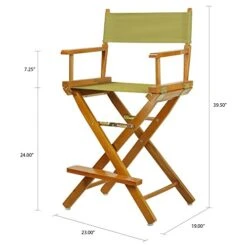Casual Home 24" Director's Chair Honey Oak Frame-with Olive Canvas, Counter Height -Home Table Chair Store 41akNY4ZHTL
