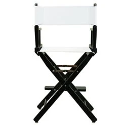 Casual Home 24" Director's Chair Black Frame-with White Canvas, Counter Height