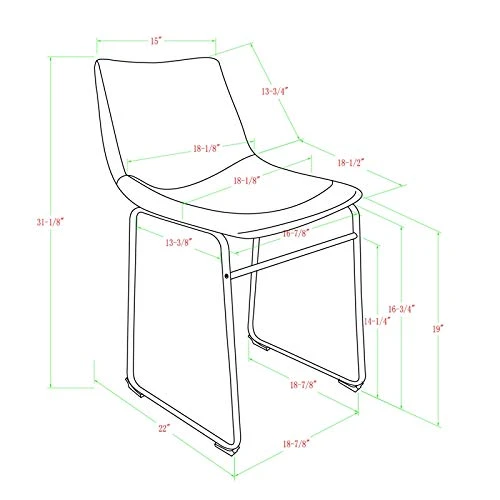 Walker Edison Douglas Urban Industrial Faux Leather Armless Dining Chairs, Set Of 2, Whiskey Brown 4 Walker Edison Douglas Urban Industrial Faux Leather Armless Dining Chairs, Set Of 2, Whiskey Brown - Image 2