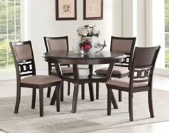New Classic Furniture Gia 5-Piece Round Counter Height Dining Set With 1 Dining Table And 4 Chairs, 42-Inch, Ebony -Home Table Chair Store 41c4UJg00oL. AC