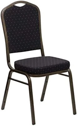 Flash Furniture HERCULES Series Crown Back Stacking Banquet Chair In Black Vinyl - Gold Vein Frame -Home Table Chair Store 41cSHEmFUAL. AC