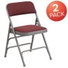 EMMA + OLIVER 2 Pack Curved Triple Braced Burgundy Patterned Fabric Metal Folding Chair -Home Table Chair Store 41cg6OWkMLS