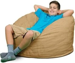 ULTIMATE SACK 3000 (3 Ft.) Bean Bag Chair: Giant Foam-Filled Furniture - Machine Washable Covers, Durable Inner Liner, 100% Virgin Foam. Comfy Bean Bag Chair. (Electric Blue, Suede) -Home Table Chair Store 41ctzPDVQUL. AC