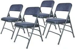 OEF Furnishings Premium Fabric Upholstered Steel Folding Chairs, 4 Pack, Grey -Home Table Chair Store 41d52d4W59L. AC