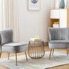 Shunzhi Velvet Accent Chairs Set Of 2 Modern Upholstered Slipper Chairs With Golden Legs Comfy Armless Wingback Side Chairs Corner Chair For Bedroom/Dining Room/Living Room/Office, Grey 1 Shunzhi Velvet Accent Chairs Set Of 2 Modern Upholstered Slipper Chairs With Golden Legs Comfy Armless Wingback Side Chairs Corner Chair For Bedroom/Dining Room/Living Room/Office, Grey -Home Table Chair Store 41dAPXWnvwL