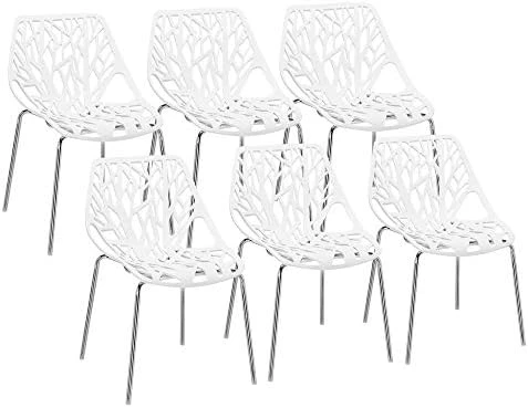 Bonnlo Modern Black Dining Chairs Set Of 6,Plastic Saping Birch Chairs,Stackable Dining Chairs Set For Living Room/Kitchen/Office (6, Black) 10 Bonnlo Modern Black Dining Chairs Set Of 6,Plastic Saping Birch Chairs,Stackable Dining Chairs Set For Living Room/Kitchen/Office (6, Black) - Image 8